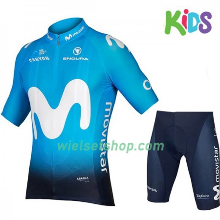 Kind Fietskleding (Fietsshirt + Fietsbroek Kort) 2018 Movistar Team N001